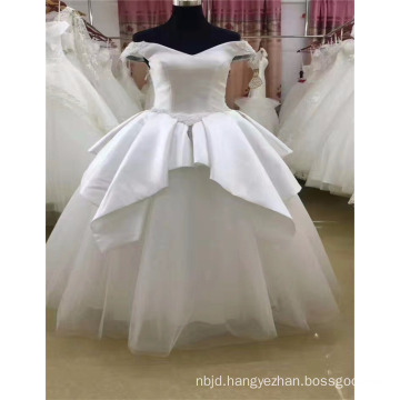 2017 Fashion Wholesale Cheap Off Shoulder Satin Flouncing Layered Wedding Dress